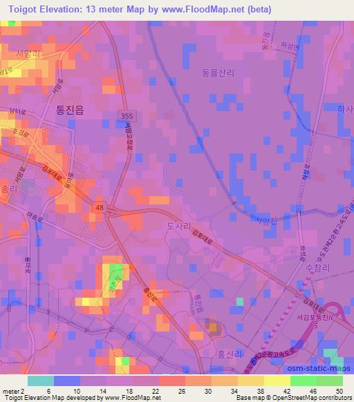 Toigot,South Korea Elevation Map