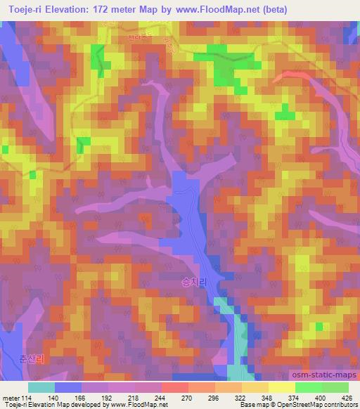 Toeje-ri,South Korea Elevation Map