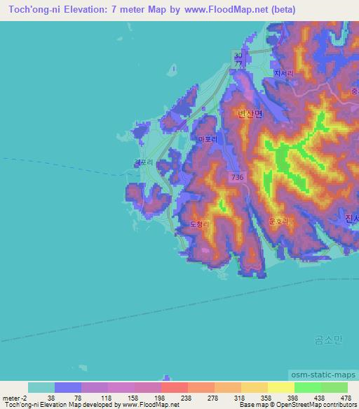 Toch'ong-ni,South Korea Elevation Map