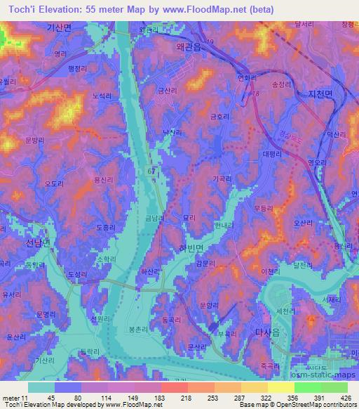 Toch'i,South Korea Elevation Map