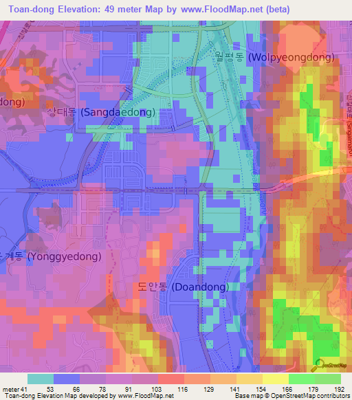 Toan-dong,South Korea Elevation Map
