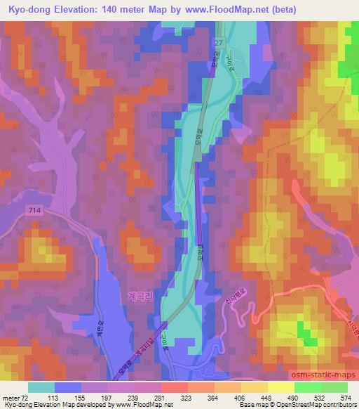 Kyo-dong,South Korea Elevation Map