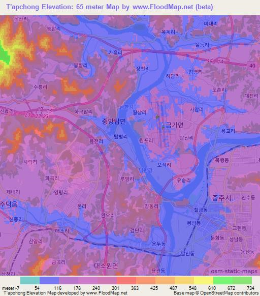 T'apchong,South Korea Elevation Map