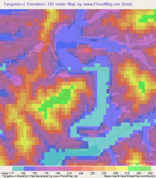 Tangetsu-ri,South Korea Elevation Map