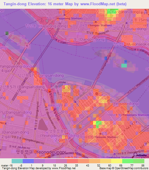Tangin-dong,South Korea Elevation Map