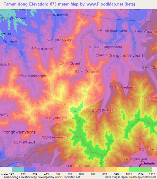 Taman-dong,South Korea Elevation Map