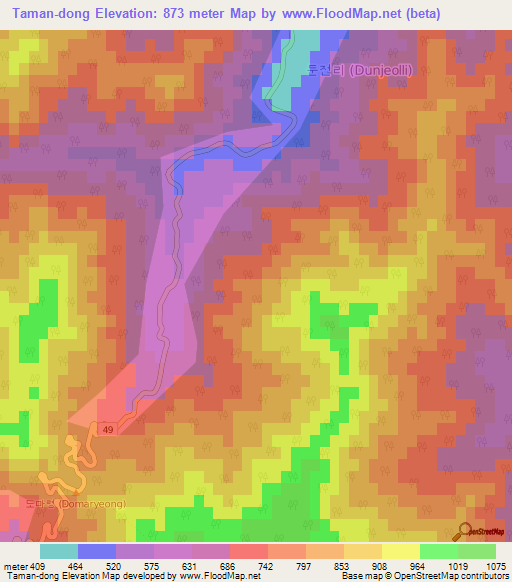 Taman-dong,South Korea Elevation Map