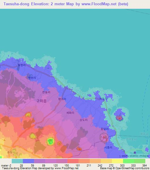 Taesuha-dong,South Korea Elevation Map