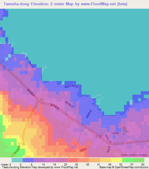 Taesuha-dong,South Korea Elevation Map