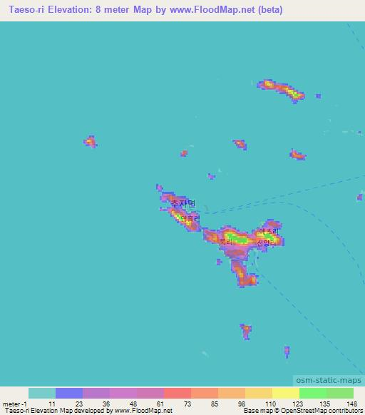 Taeso-ri,South Korea Elevation Map