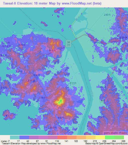 Taesal-li,South Korea Elevation Map