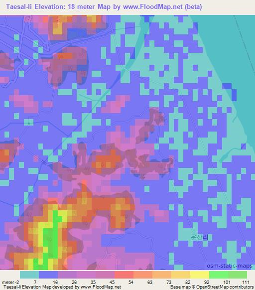 Taesal-li,South Korea Elevation Map