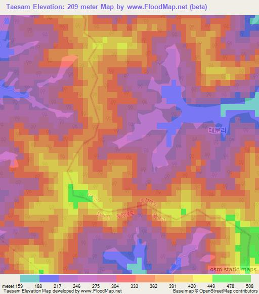 Taesam,South Korea Elevation Map