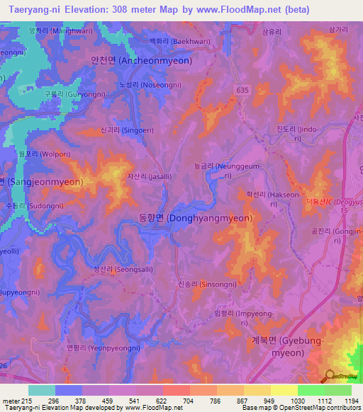 Taeryang-ni,South Korea Elevation Map