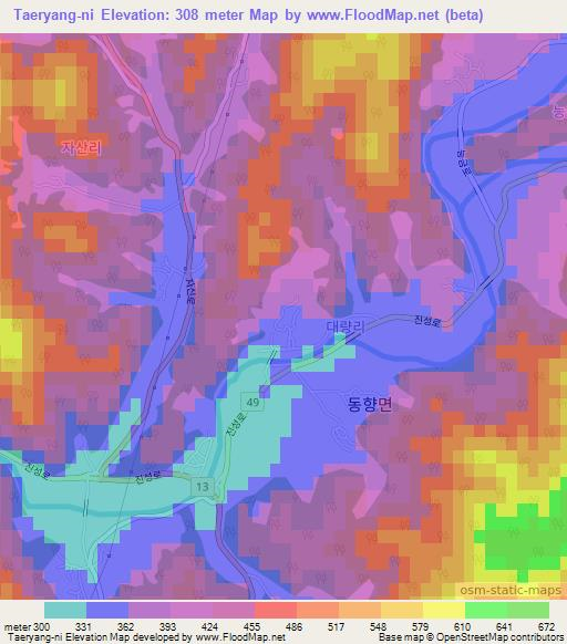 Taeryang-ni,South Korea Elevation Map