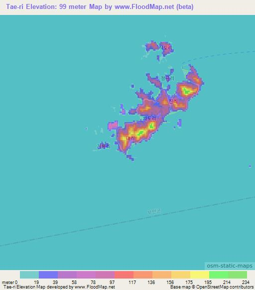 Elevation of Tae-ri,South Korea Elevation Map, Topography, Contour