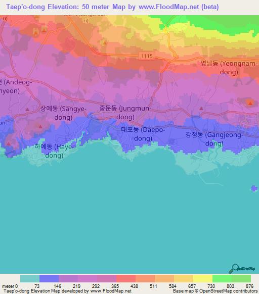 Taep'o-dong,South Korea Elevation Map