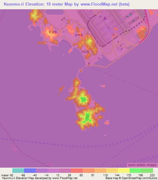 Keunmu-ri,South Korea Elevation Map