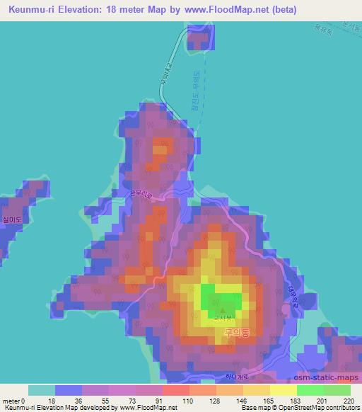 Keunmu-ri,South Korea Elevation Map