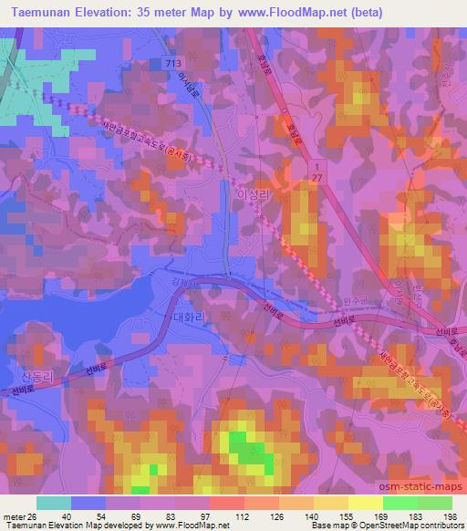 Taemunan,South Korea Elevation Map