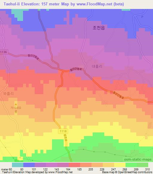 Taehul-li,South Korea Elevation Map