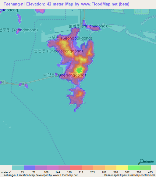 Taehang-ni,South Korea Elevation Map