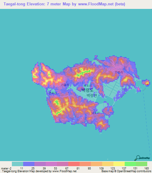 Taegal-tong,South Korea Elevation Map