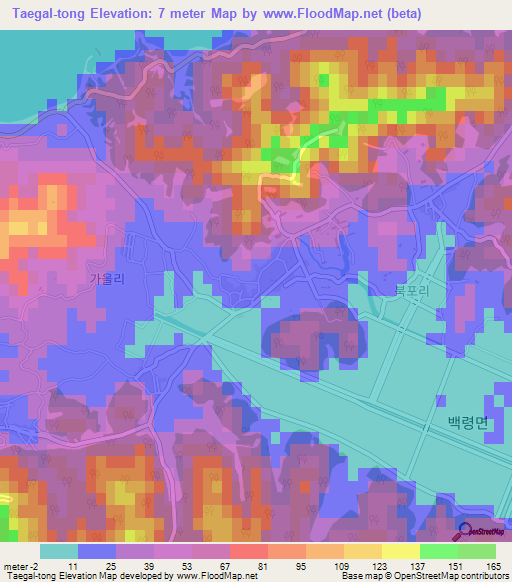 Taegal-tong,South Korea Elevation Map