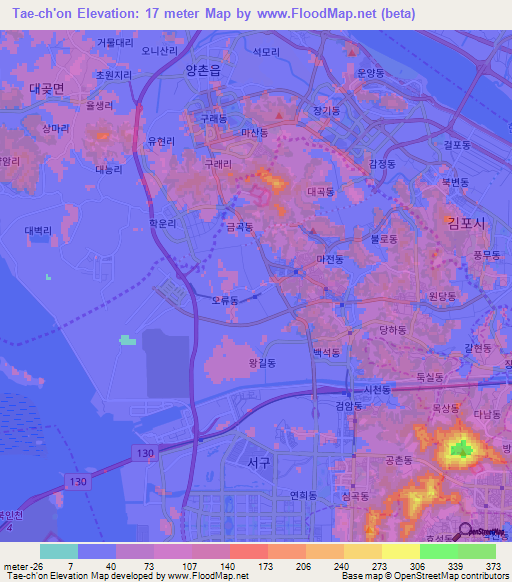 Tae-ch'on,South Korea Elevation Map