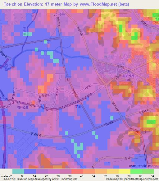 Tae-ch'on,South Korea Elevation Map