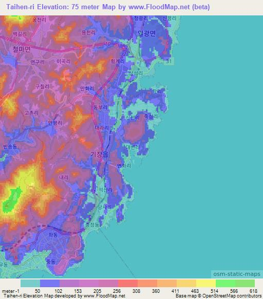 Taihen-ri,South Korea Elevation Map