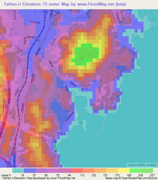 Taihen-ri,South Korea Elevation Map