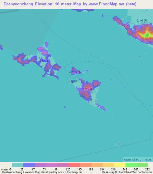 Daebyeonchang,South Korea Elevation Map