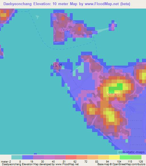 Daebyeonchang,South Korea Elevation Map