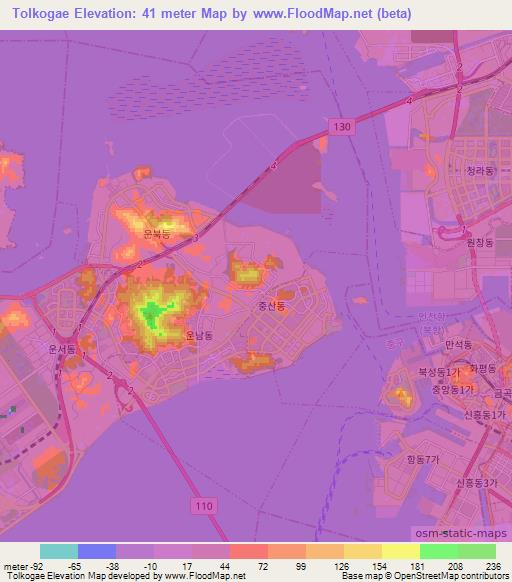 Tolkogae,South Korea Elevation Map