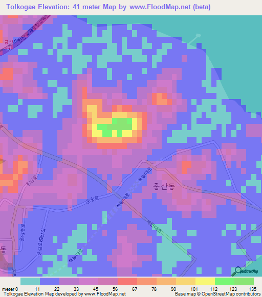 Tolkogae,South Korea Elevation Map