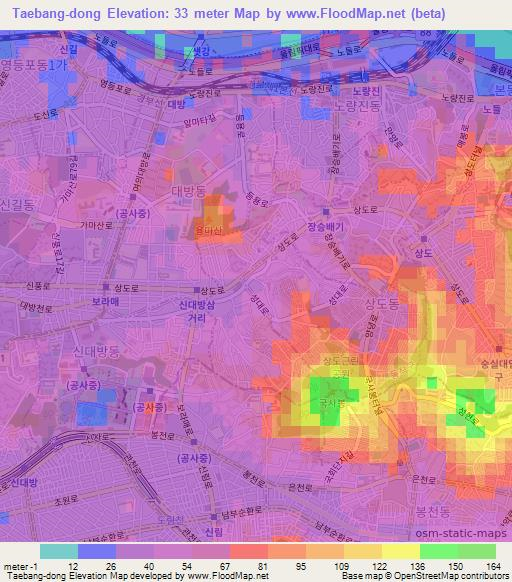 Taebang-dong,South Korea Elevation Map