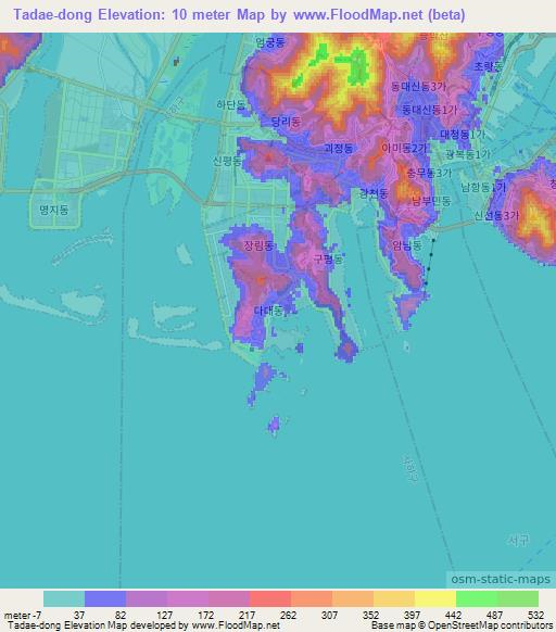 Tadae-dong,South Korea Elevation Map