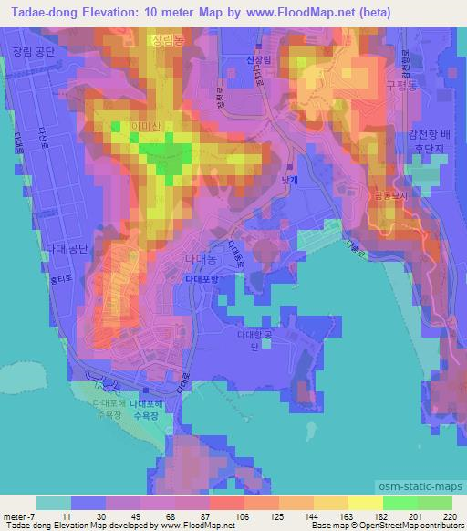 Tadae-dong,South Korea Elevation Map