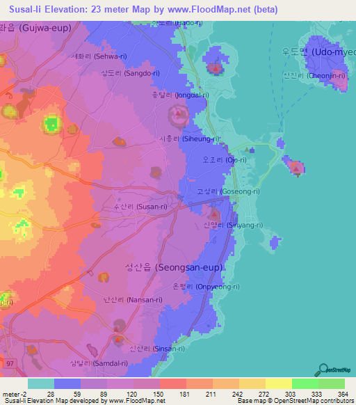 Susal-li,South Korea Elevation Map