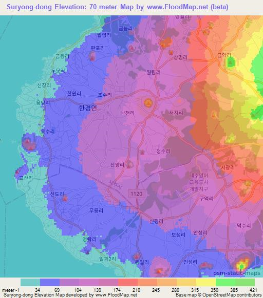 Suryong-dong,South Korea Elevation Map