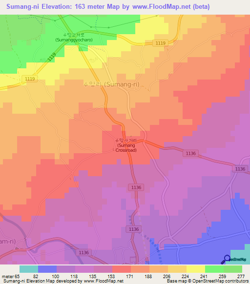 Sumang-ni,South Korea Elevation Map