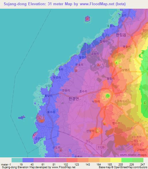 Sujang-dong,South Korea Elevation Map