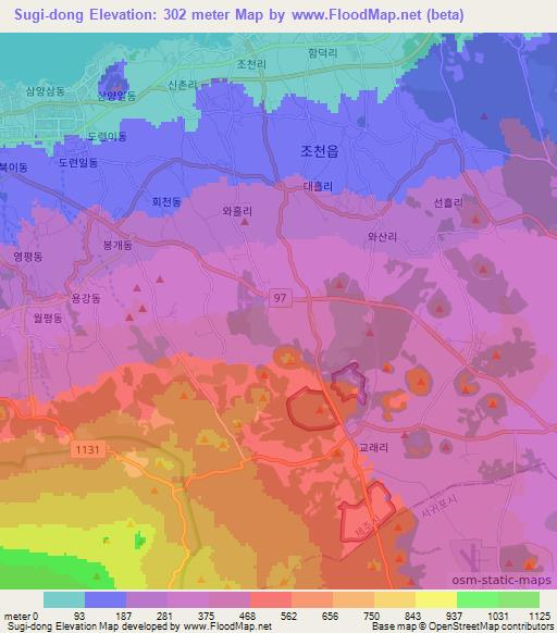 Sugi-dong,South Korea Elevation Map