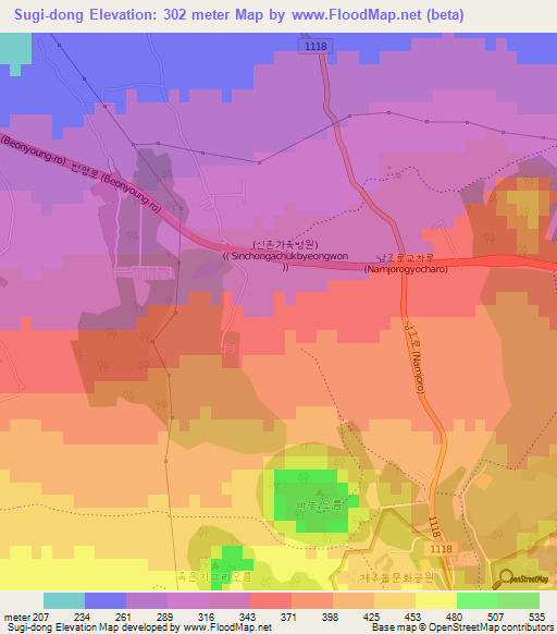 Sugi-dong,South Korea Elevation Map