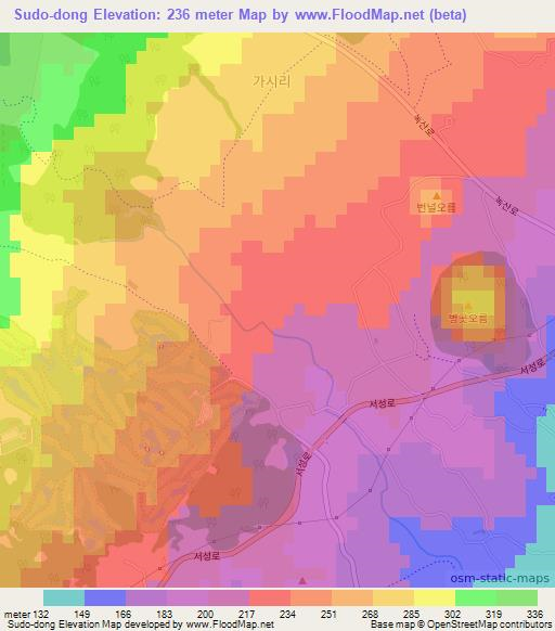 Sudo-dong,South Korea Elevation Map