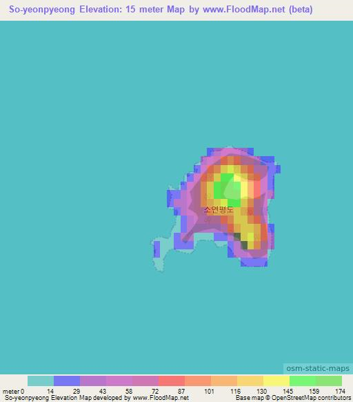 So-yeonpyeong,South Korea Elevation Map