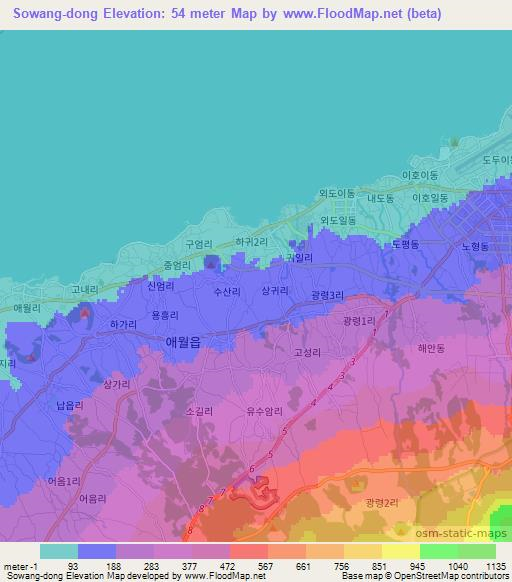 Sowang-dong,South Korea Elevation Map