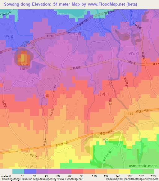 Sowang-dong,South Korea Elevation Map