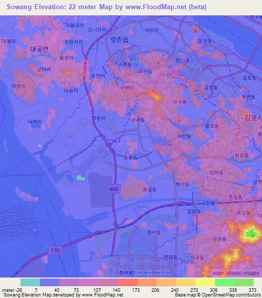 Sowang,South Korea Elevation Map